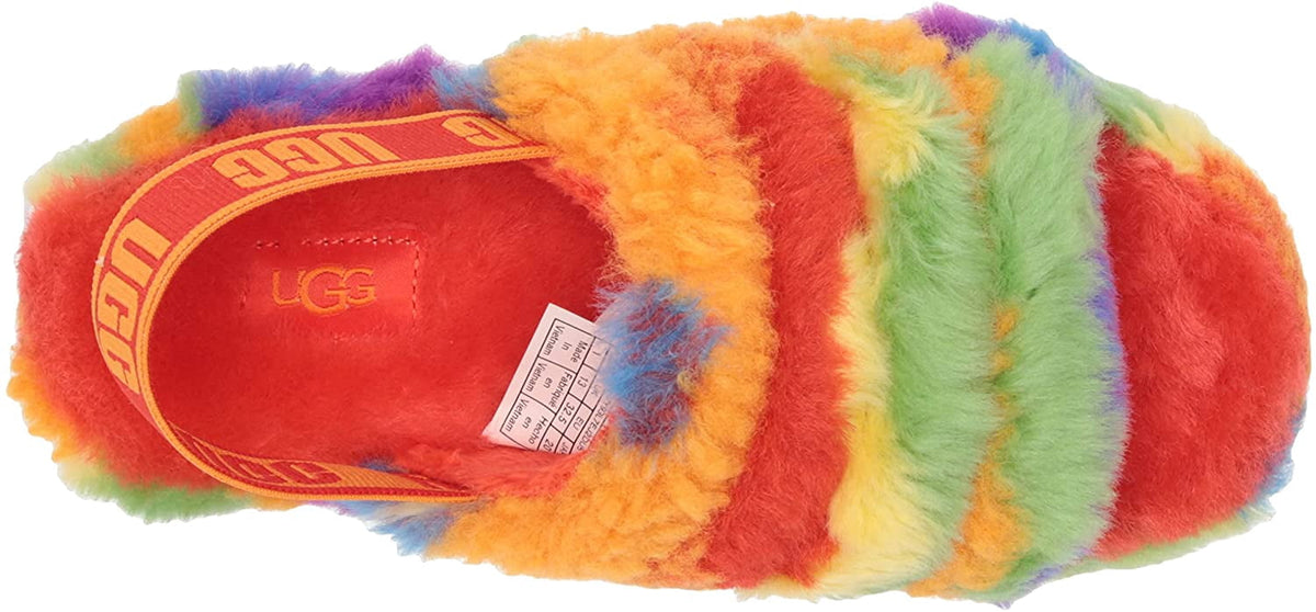 UGG Unisex-Child T Fluff Yeah Slide Cali Collage Slipper Toddler 1-4 Years 8 Toddler Rainbow Stripes