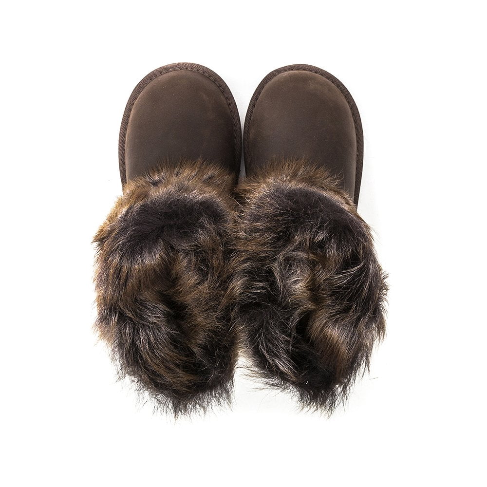 Ugg Kids Ellee Leather Boots Chocolate