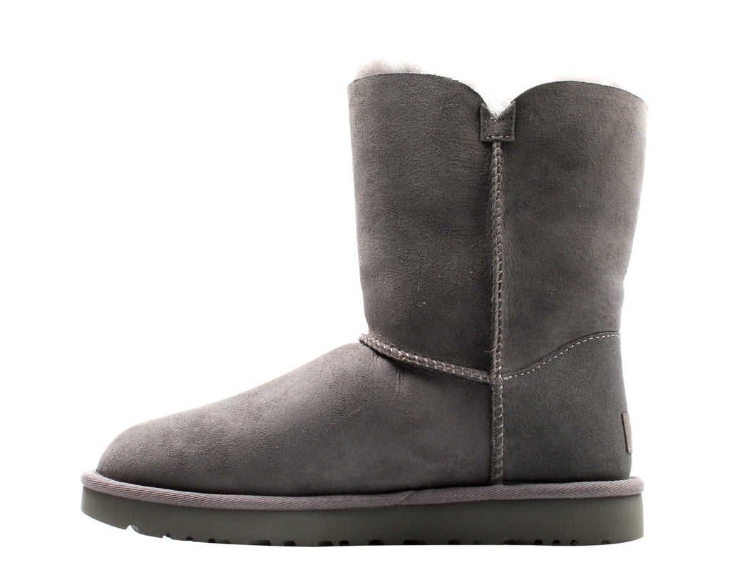 UGG Womens Grey Gray Cushioned Bailey Button Ii Leather Snow Boots 5