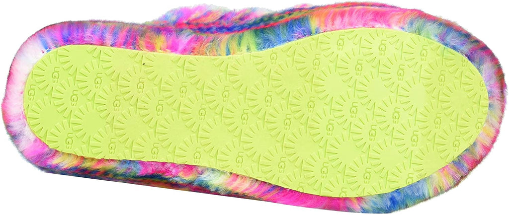 UGG Girls K Fluff Yeah Pixelate Slipper, White, 5 Big Kid