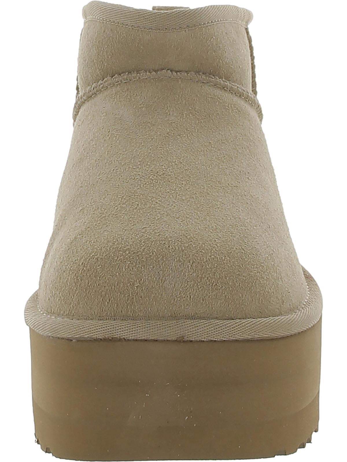 Ugg Womens Classic Ultra Mini Platform Suede Sherpa Ankle Boots
