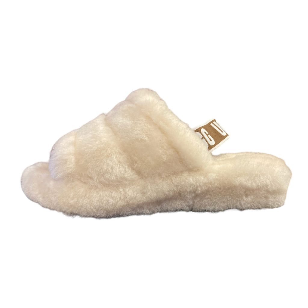 UGG Women's Fluff Yeah Slides Sheepskin Insole & Upper Slippers, 1095119 (Natural, 9)