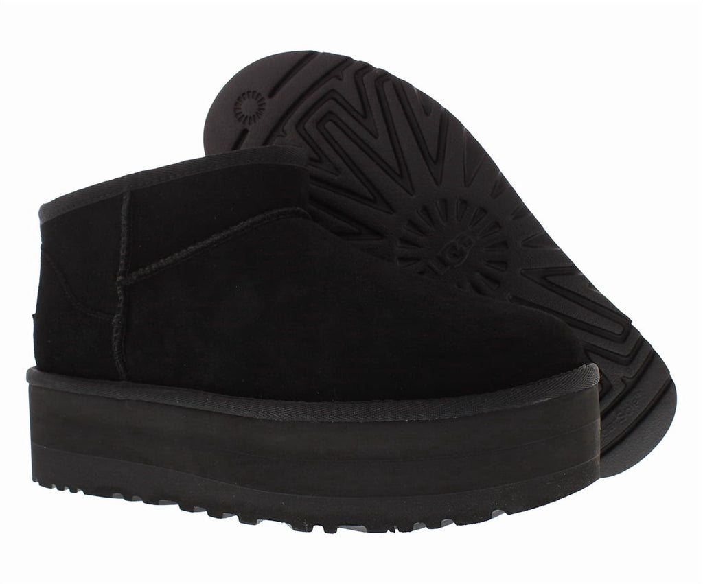 UGG Classic Ultra Mini Platform Boot Suede Womens Shoes Size 11, Color: Black