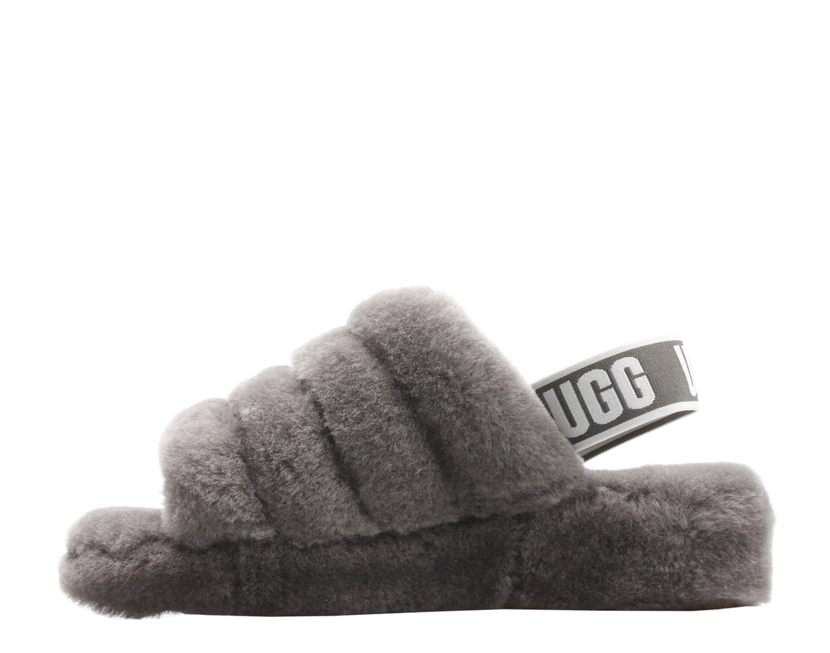 UGG Women's Fluff Yeah Slide in Charcoal, 11 US