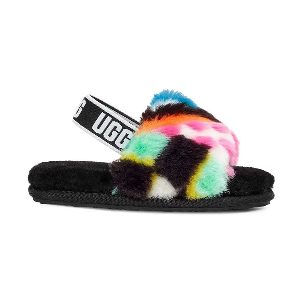 Infant UGG Fluff Yeah Slide Checks Black Multi (1130391I-BLKM) - 5