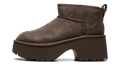 UGG WOMENS Classic Ultra Mini New Heights Boot Womens "Hickory" 1158311 HCK 1158311 HCK from Stadium Goods