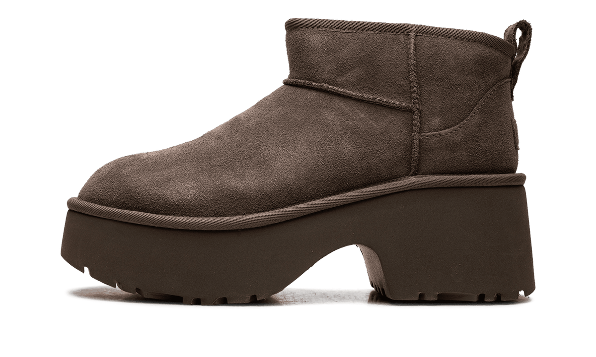 UGG WOMENS Classic Ultra Mini New Heights Boot Womens "Hickory" 1158311 HCK 1158311 HCK from Stadium Goods