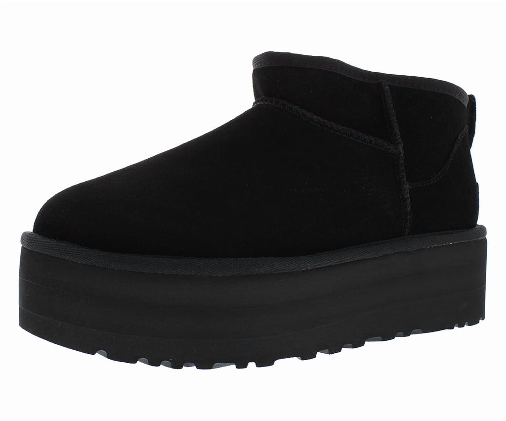 UGG Classic Ultra Mini Platform Boot Suede Womens Shoes Size 11, Color: Black