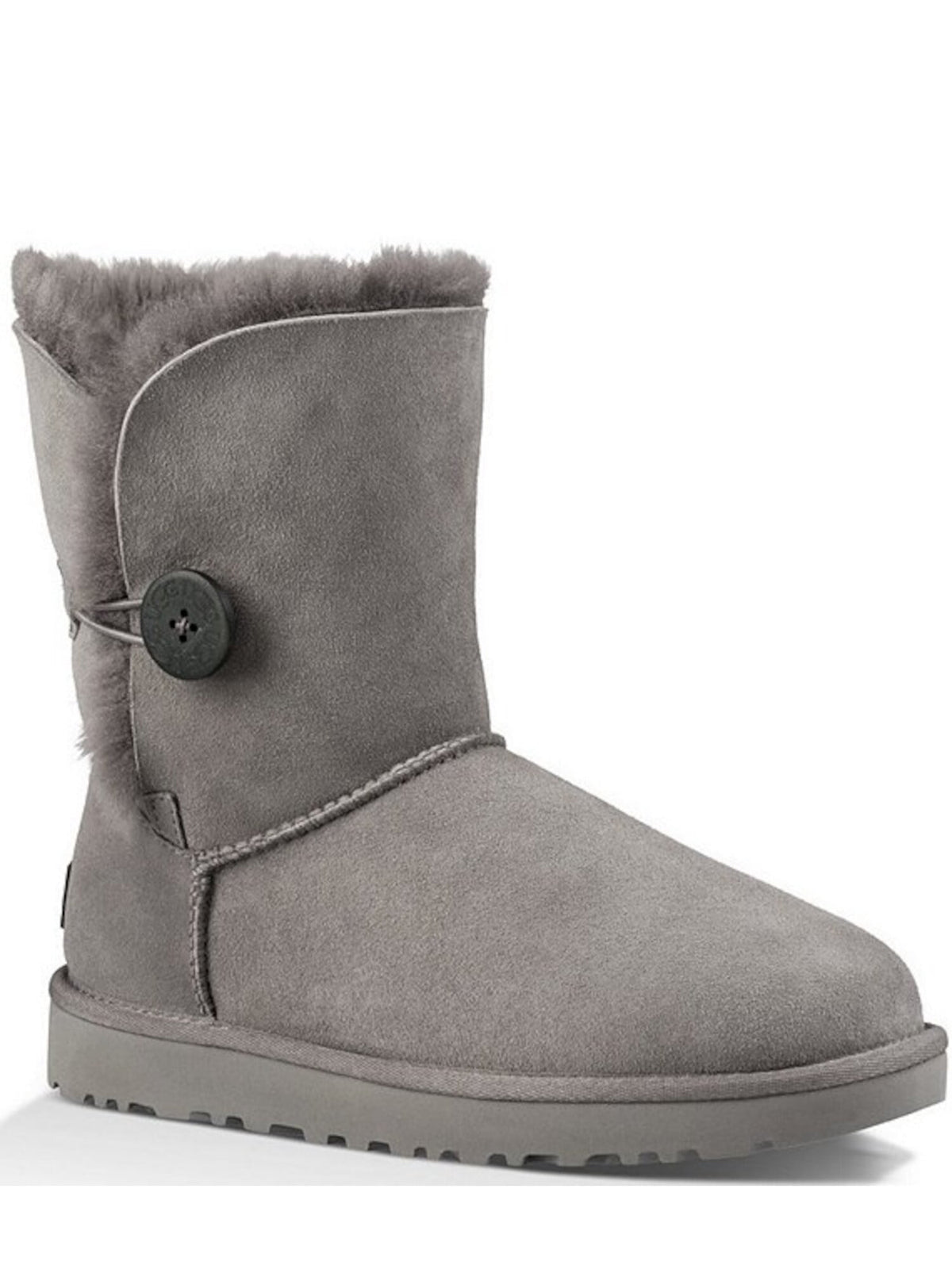 UGG Womens Grey Gray Cushioned Bailey Button Ii Leather Snow Boots 5