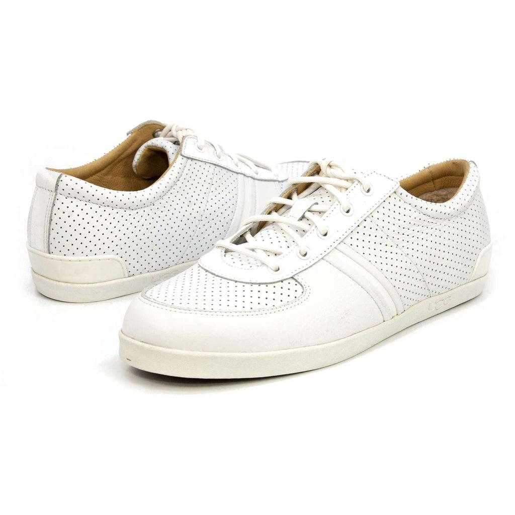 Ugg Men's Brook-Lin Perforated Leather Sneaker, White,9.5 M US