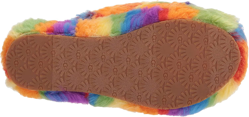 UGG Unisex-Child T Fluff Yeah Slide Cali Collage Slipper Toddler 1-4 Years 8 Toddler Rainbow Stripes