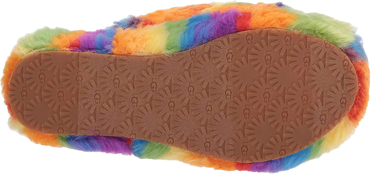 UGG Unisex-Child T Fluff Yeah Slide Cali Collage Slipper Toddler 1-4 Years 8 Toddler Rainbow Stripes