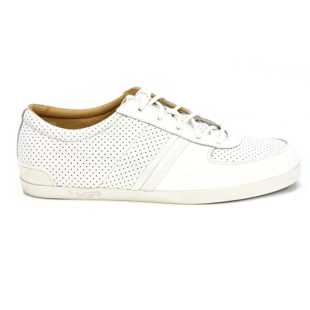 Ugg Men's Brook-Lin Perforated Leather Sneaker, White,9.5 M US
