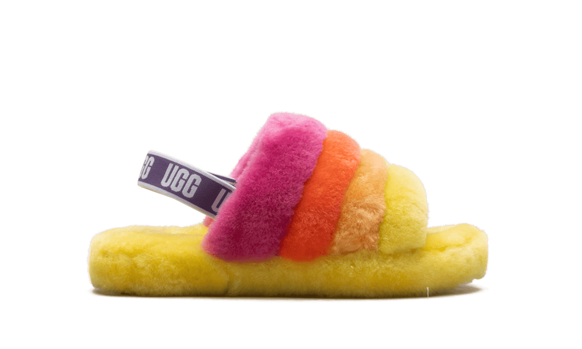UGG GRADE SCHOOL Fluff Yeah Slide GS "Yellow Rainbow" 1116157K YRNB 1116157K YRNB from Stadium Goods