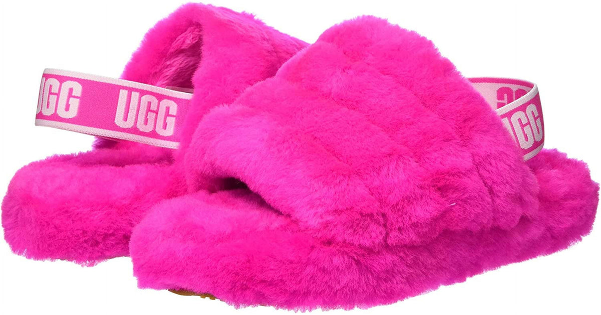 UGG Unisex-Child Fluff Yeah Slide Slipper Big Kid 8-12 Years 4 Big Kid Rock Rose