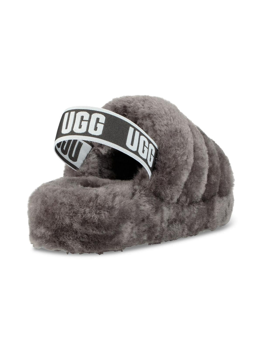 UGG Women's Fluff Yeah Slide in Charcoal, 11 US