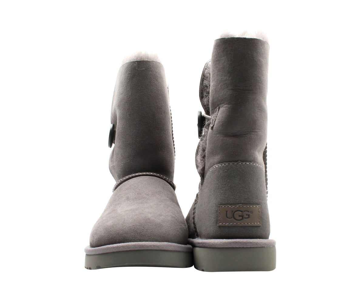 UGG Womens Grey Gray Cushioned Bailey Button Ii Leather Snow Boots 5